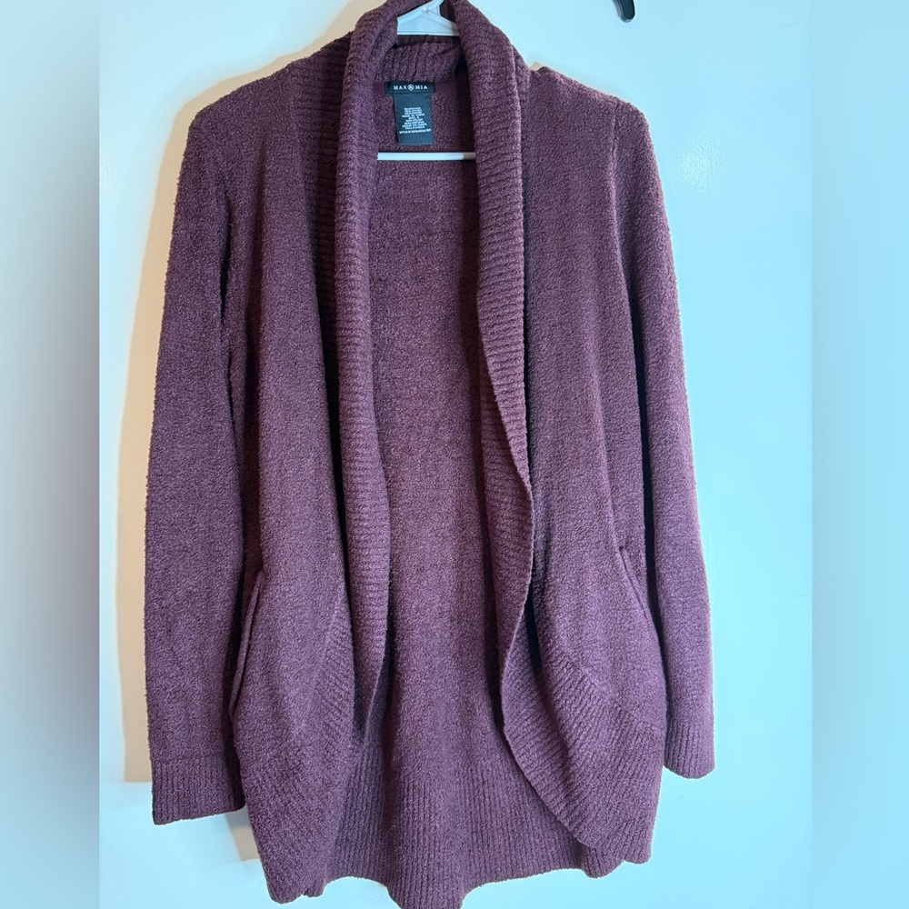 Max & Mia Cardigan Adult M Wine Open So Soft w/Pockets